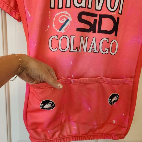 Vintage 1989 Malvor Sidi Colnago Cycling Jersey Pink Red Biking Racing Retro - Picture 4 of 8